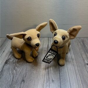 2 Vtg Yo Quiero Taco Bell Plush Chihuahua Dog Wanted Chalupa Stuffed Animal Toys
